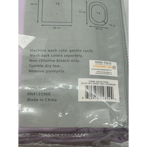 Swift Home 3pc Twin size sheet set lavender New bedding set - Picture 3 of 3